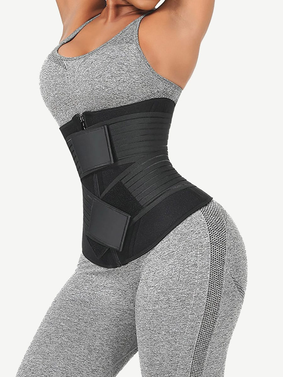 Wholesale Neoprene Fat Burning Breathable Long Waist Trainer Double Elastic Waistbands Waist Trainer