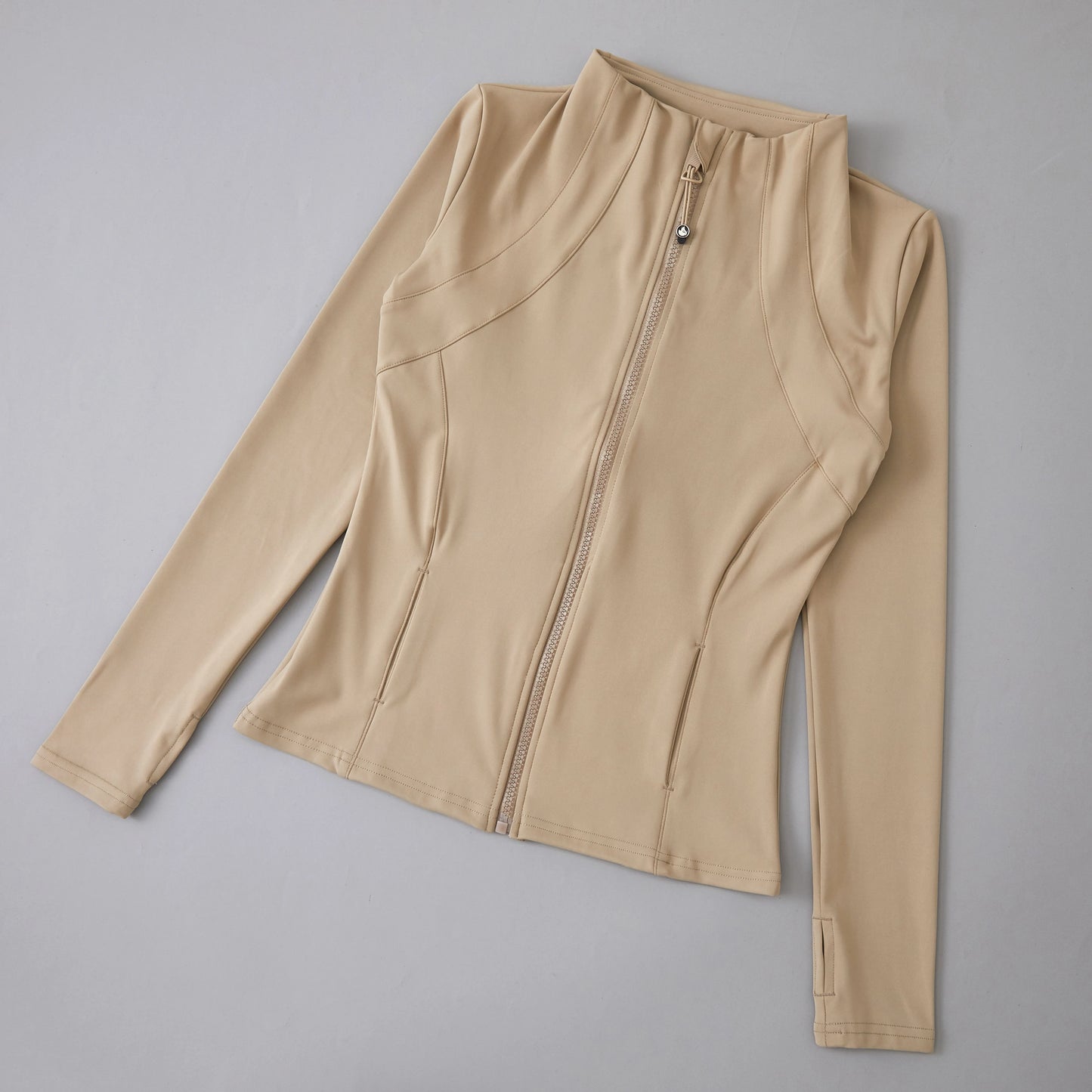 New Yoga Wear Ladies Coat round High Elastic Loose Exercise Yoga Fitness Long Sleeve Stand-Up Collar Yoga Tops
