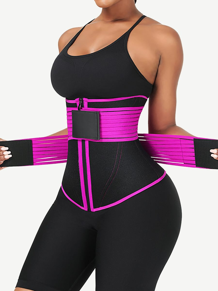 Wholesale Neoprene Fat Burning Breathable Long Waist Trainer Double Elastic Waistbands Waist Trainer